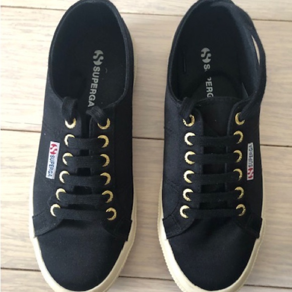 Superga satin black. Like new.